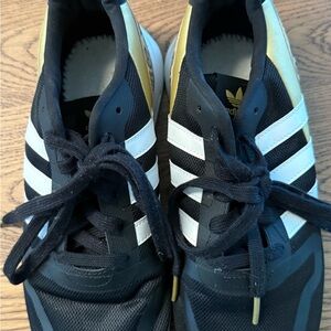 Adidas Women’s Blue, White, Leopard Sneakers with Gold Accents